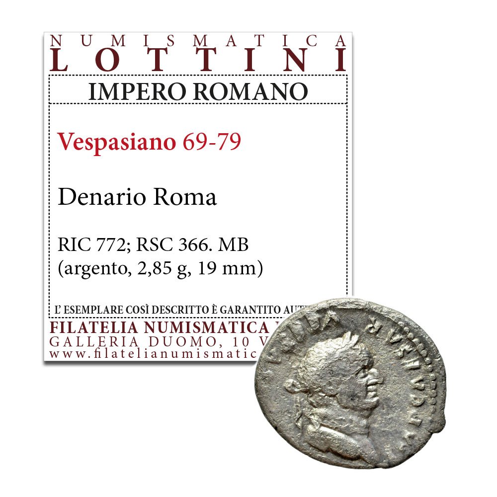 Vespasiano – Denario – Roma – La Pace - immagine 3